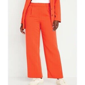 Old Navy Womens Taylor Wide-Leg Trouser Orange Extra High Rise Pants Size 2X
